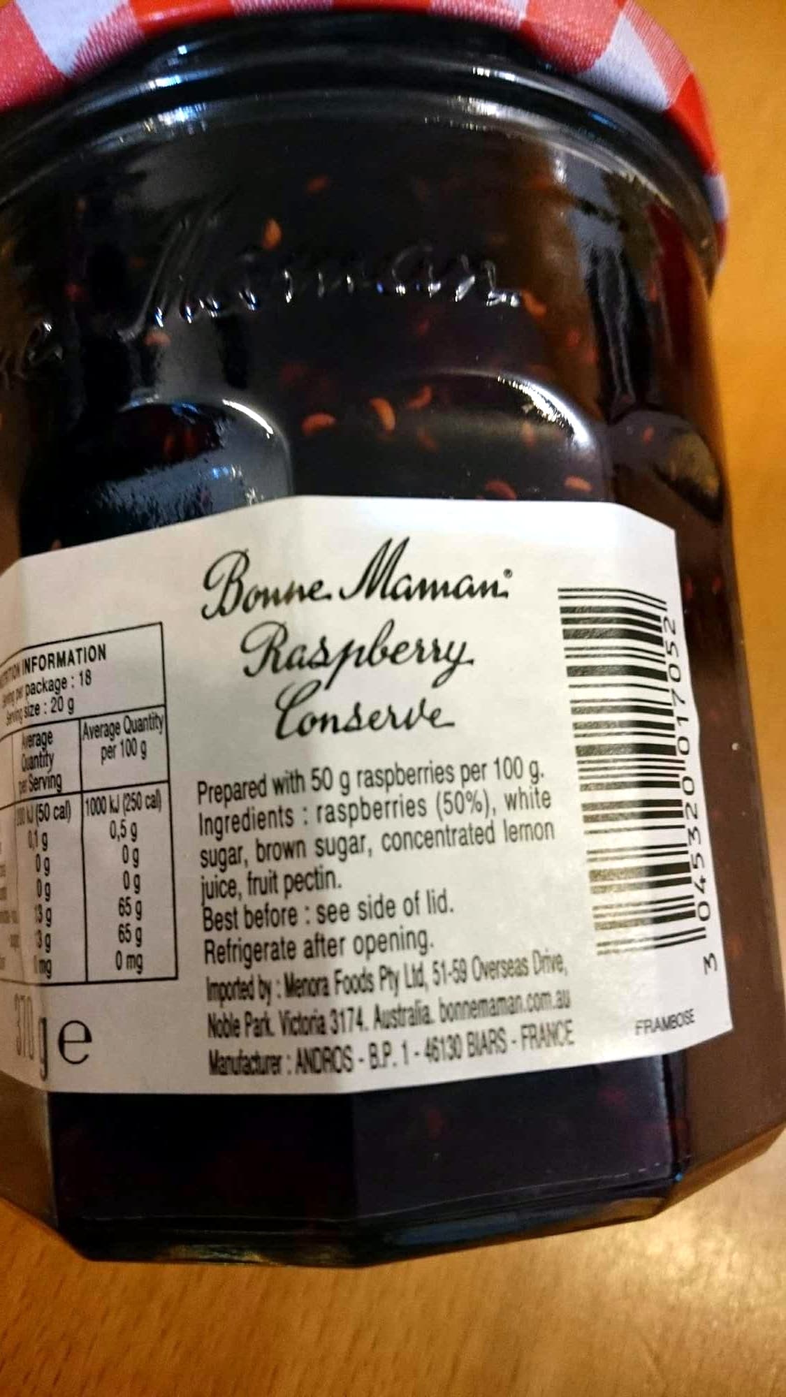 bonne maman raspberry conserve packshot
