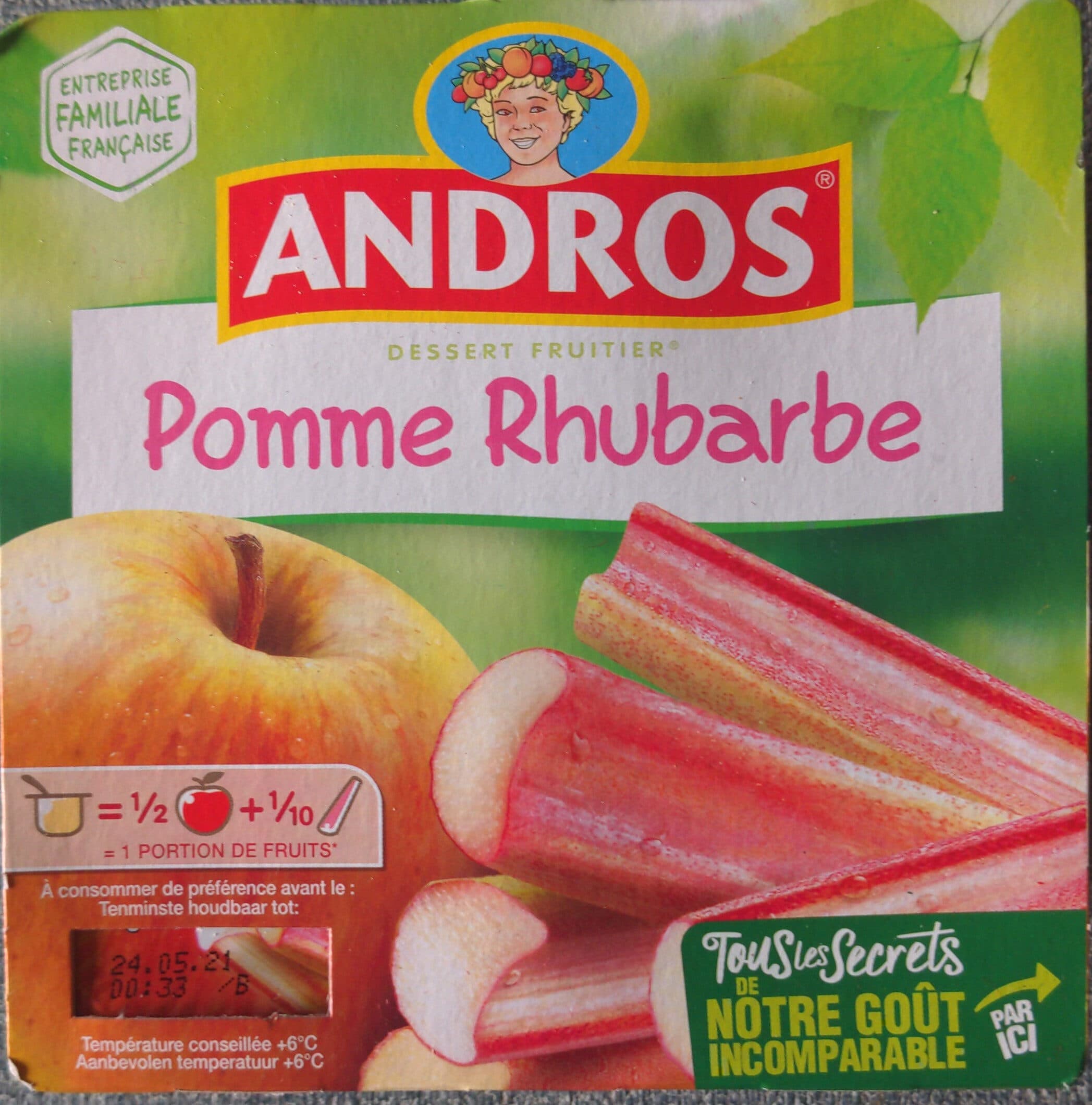 Andros Dessert Fruitier Pomme Rhubarbe packshot
