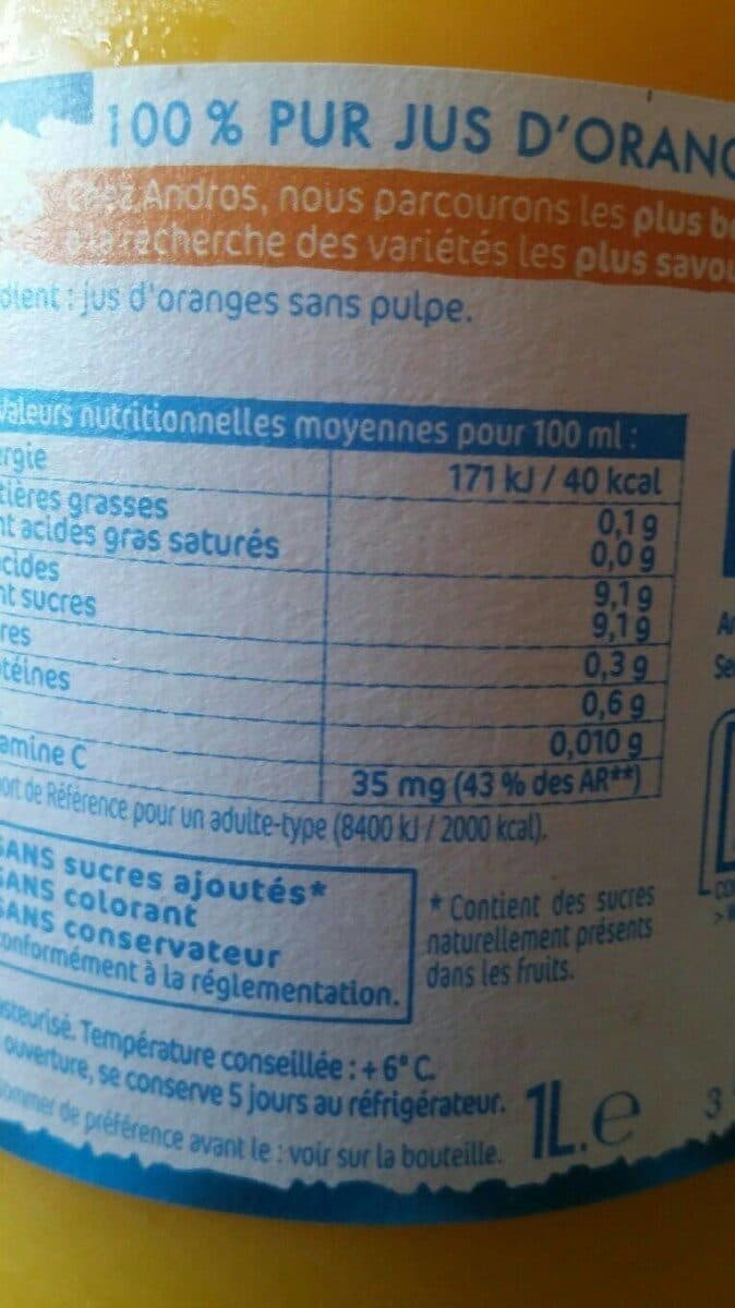 Andros jus orange sans pulpe packshot