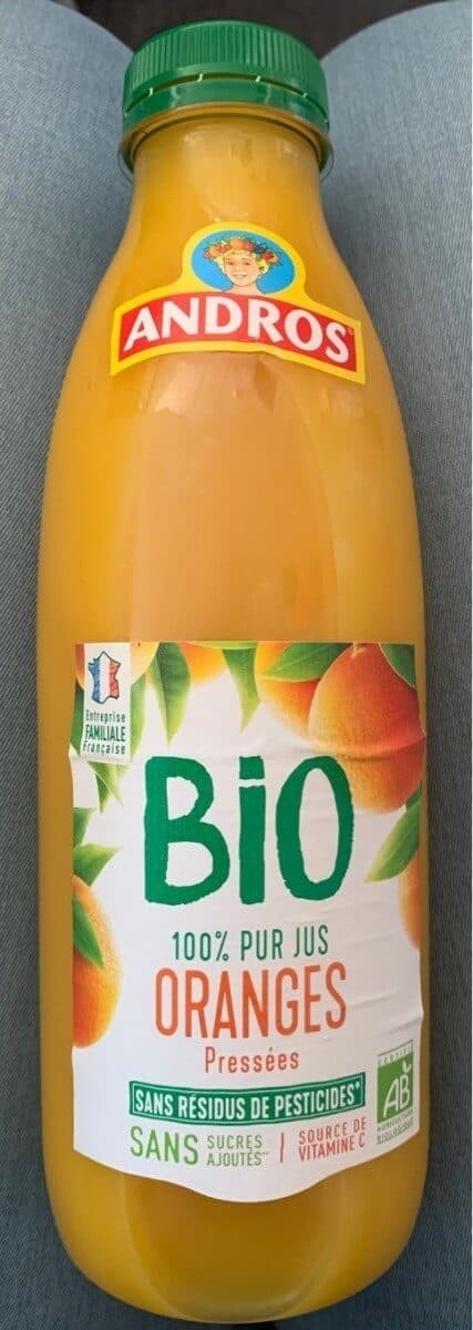 Andros 100% pur jus d'Oranges BIO pressées packshot