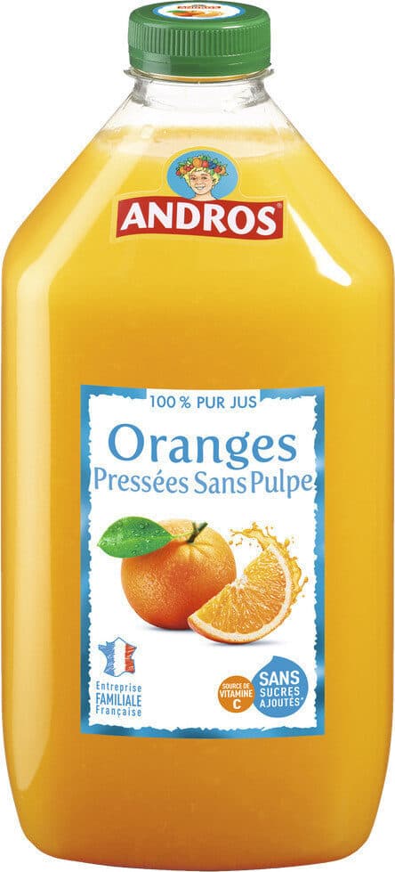 Andros 100% Pur Jus Oranges pressées sans pulpe packshot