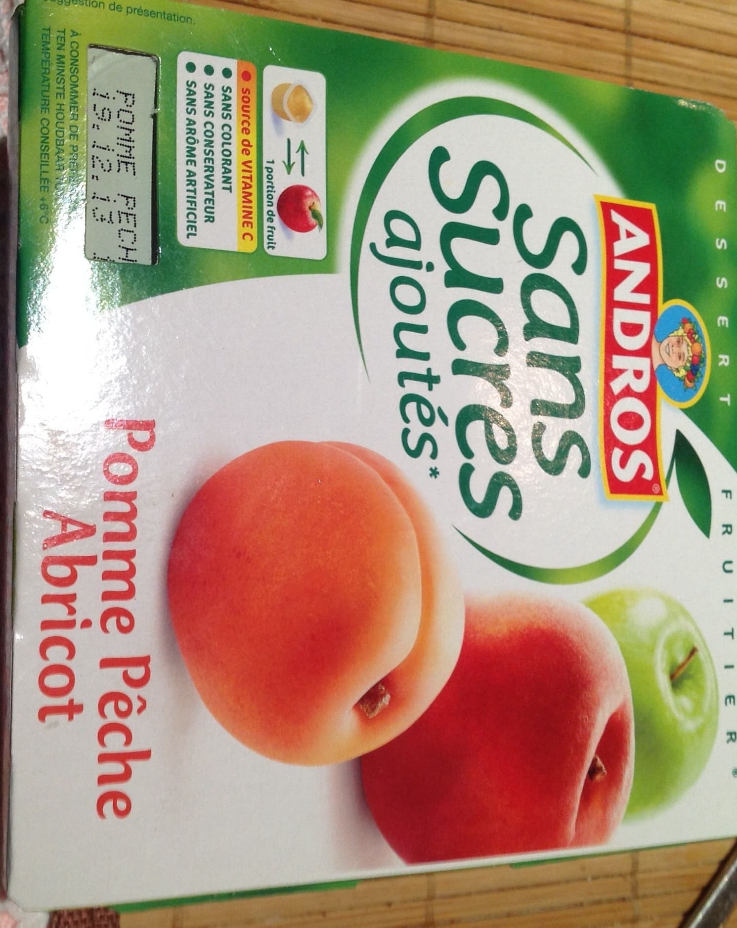 Andros Pomme Pêche Abricot sans sucres ajoutés packshot