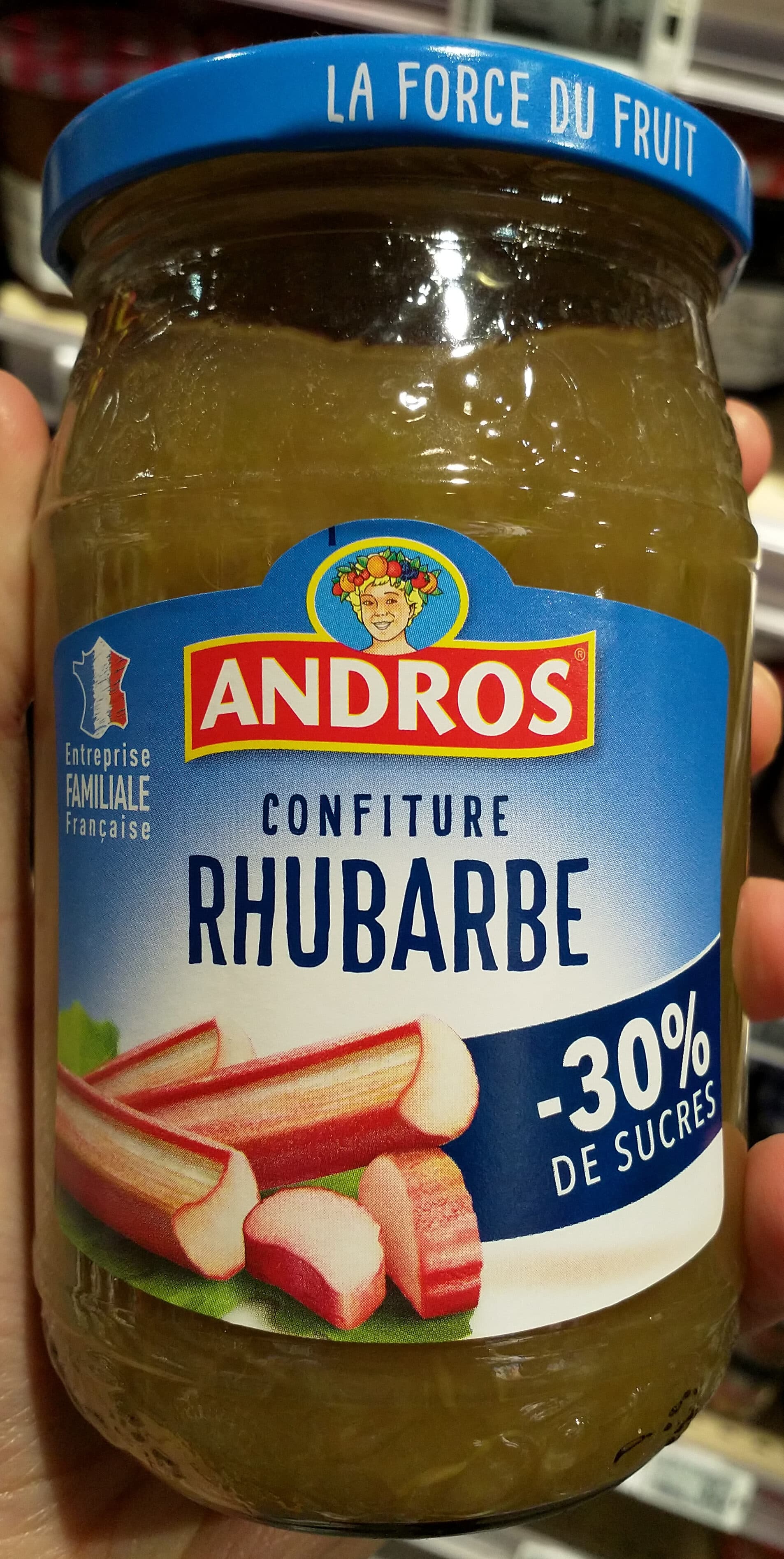 Andros Confiture allégée rhubarbe packshot