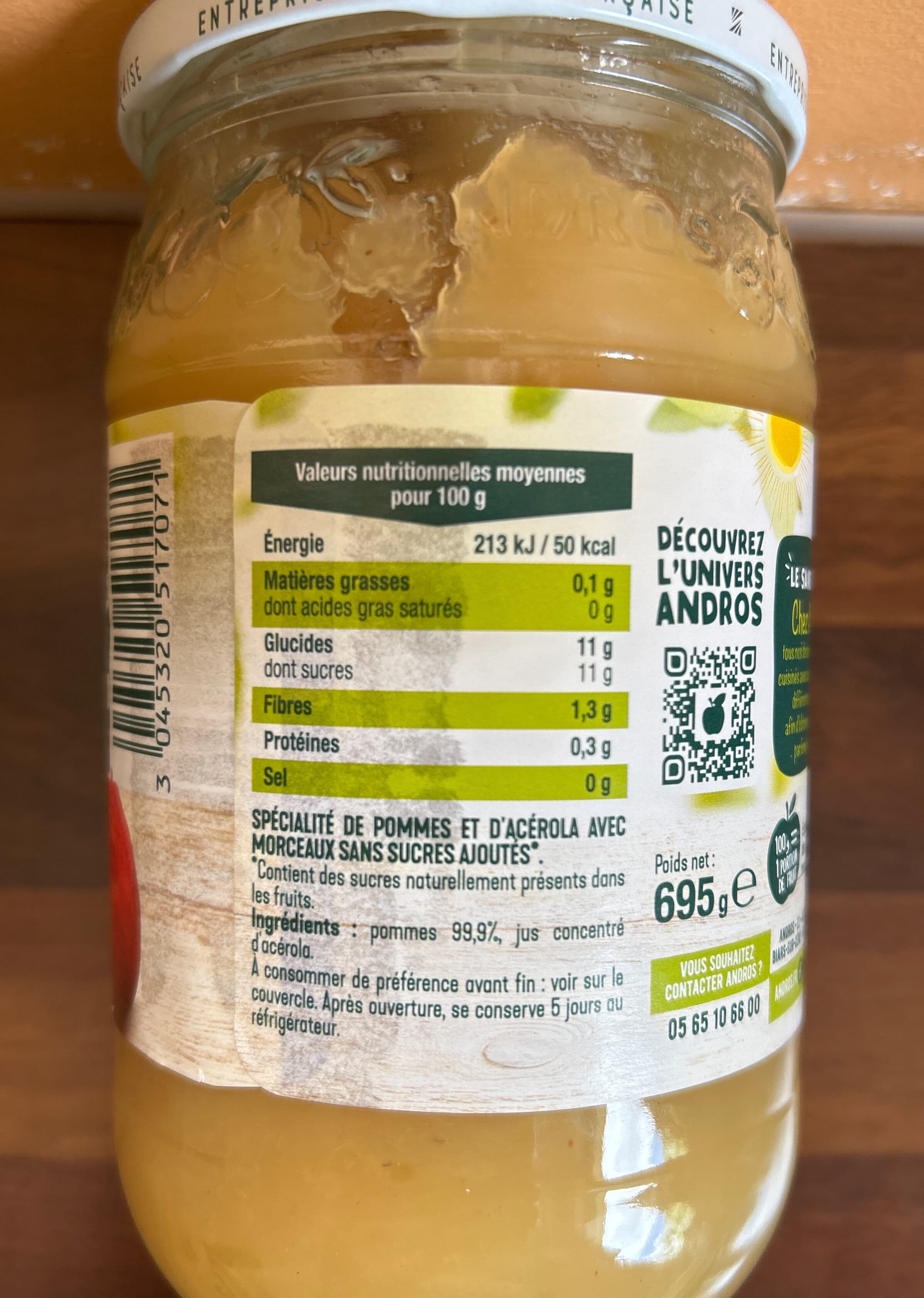Andros Pomme morceaux sans sucre ajoute packshot