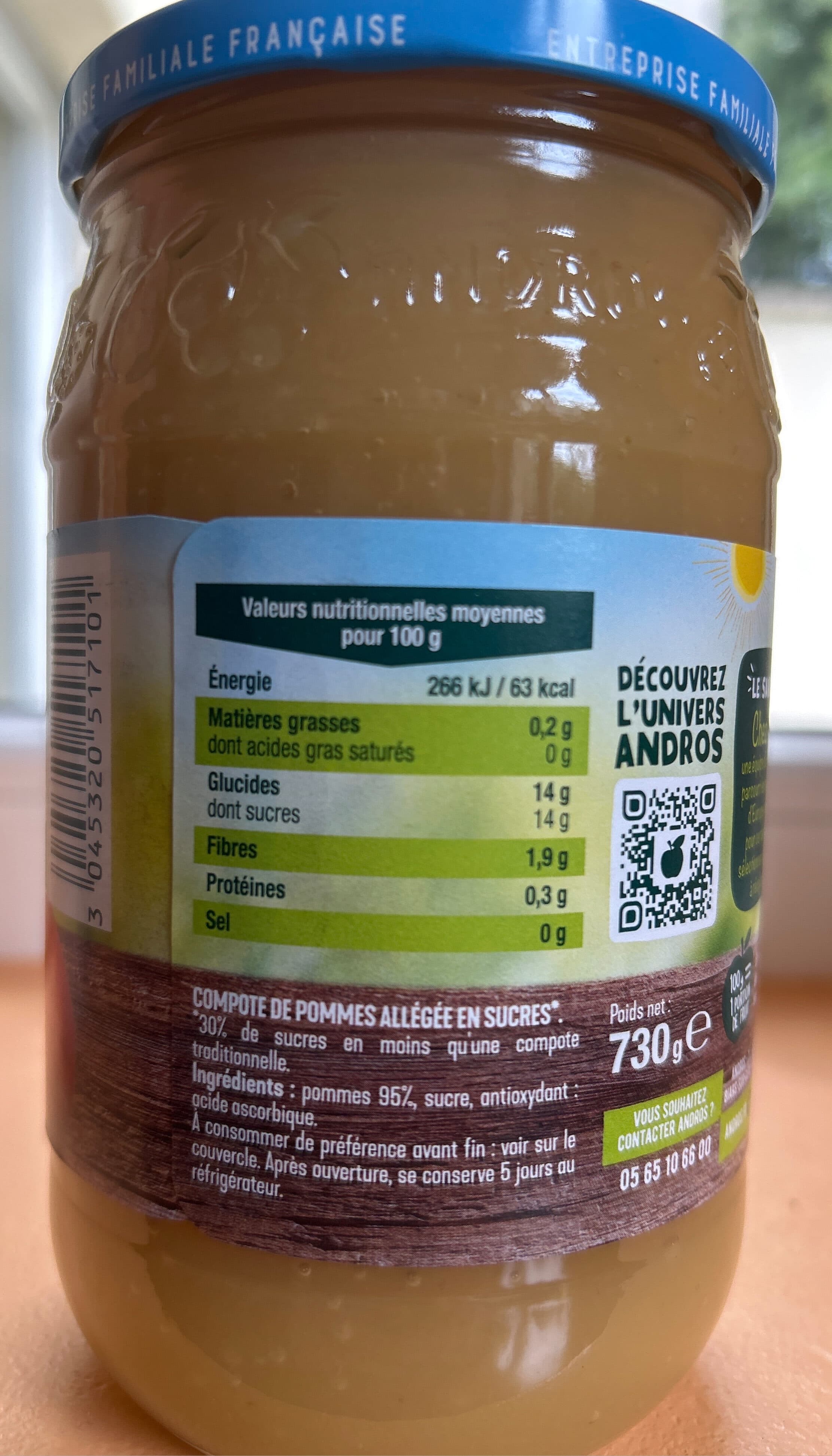 Andros Compote de pomme allégée packshot