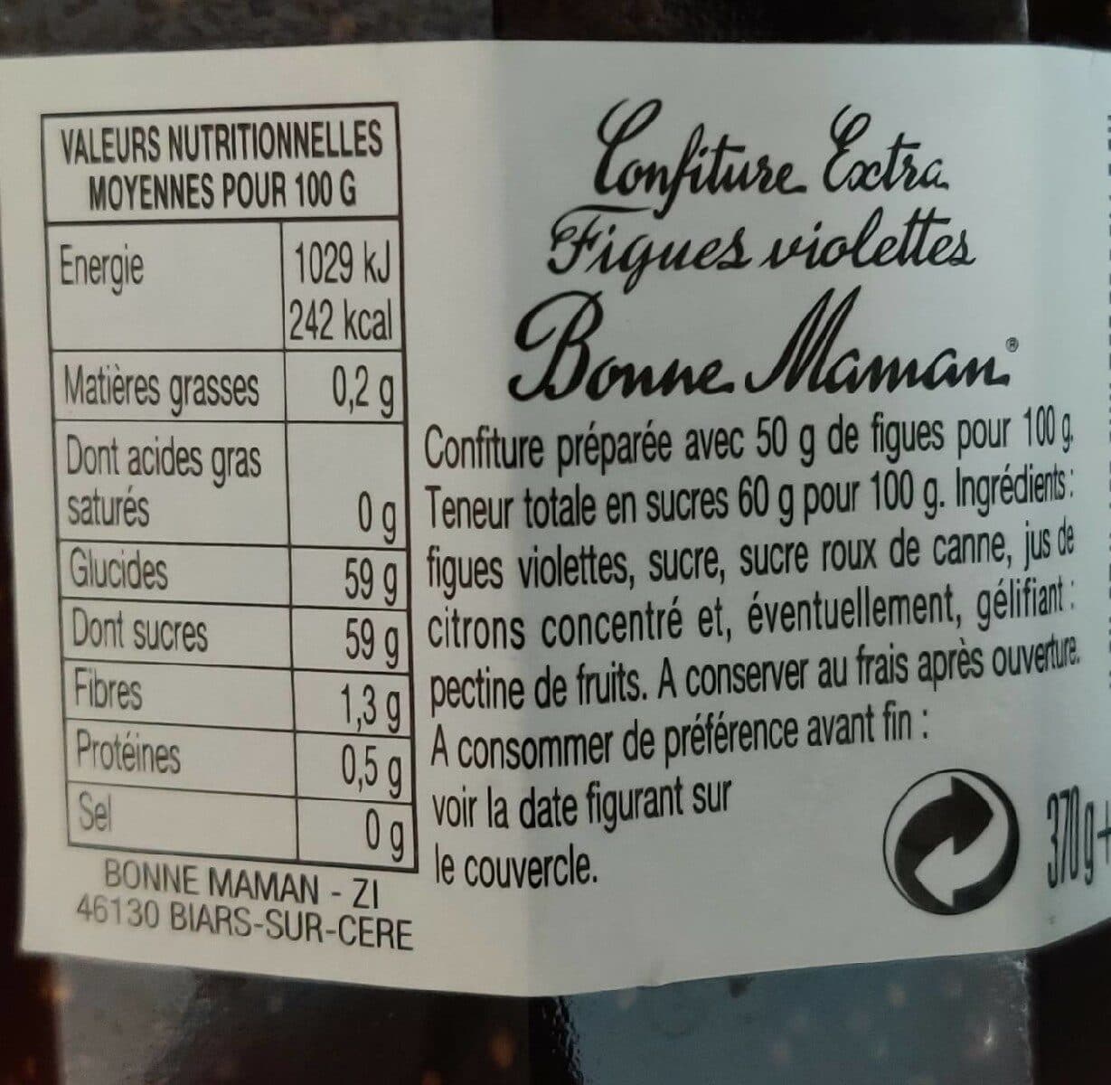 Bonne Maman Confiture figues packshot