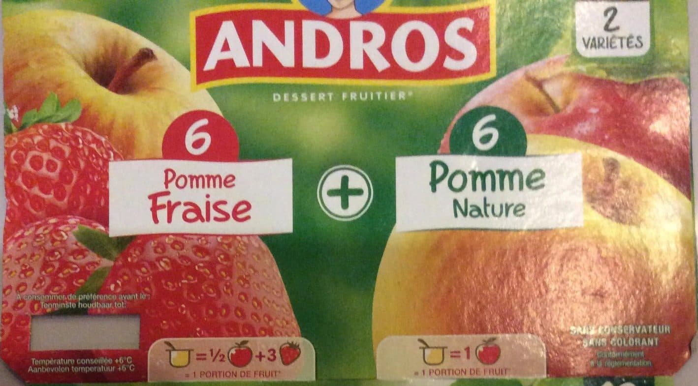 Andros Compotes Pomme Fraise et Pomme Nature packshot