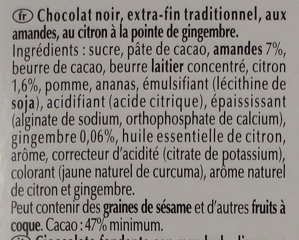 Lindt Excellence citron pointe de gingembre packshot