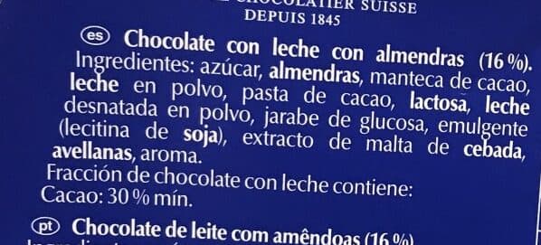 Lindt Chocolat Lait Amandes Aux Amandes Entières packshot