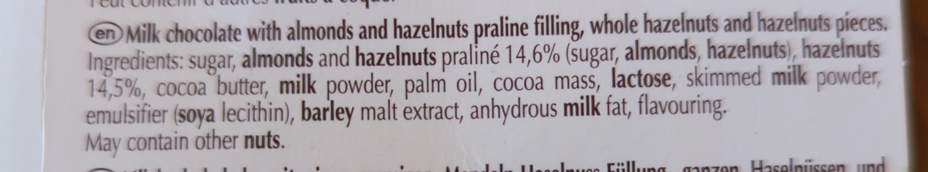Lindt Lindt Chocolat au lait praliné noisettes packshot