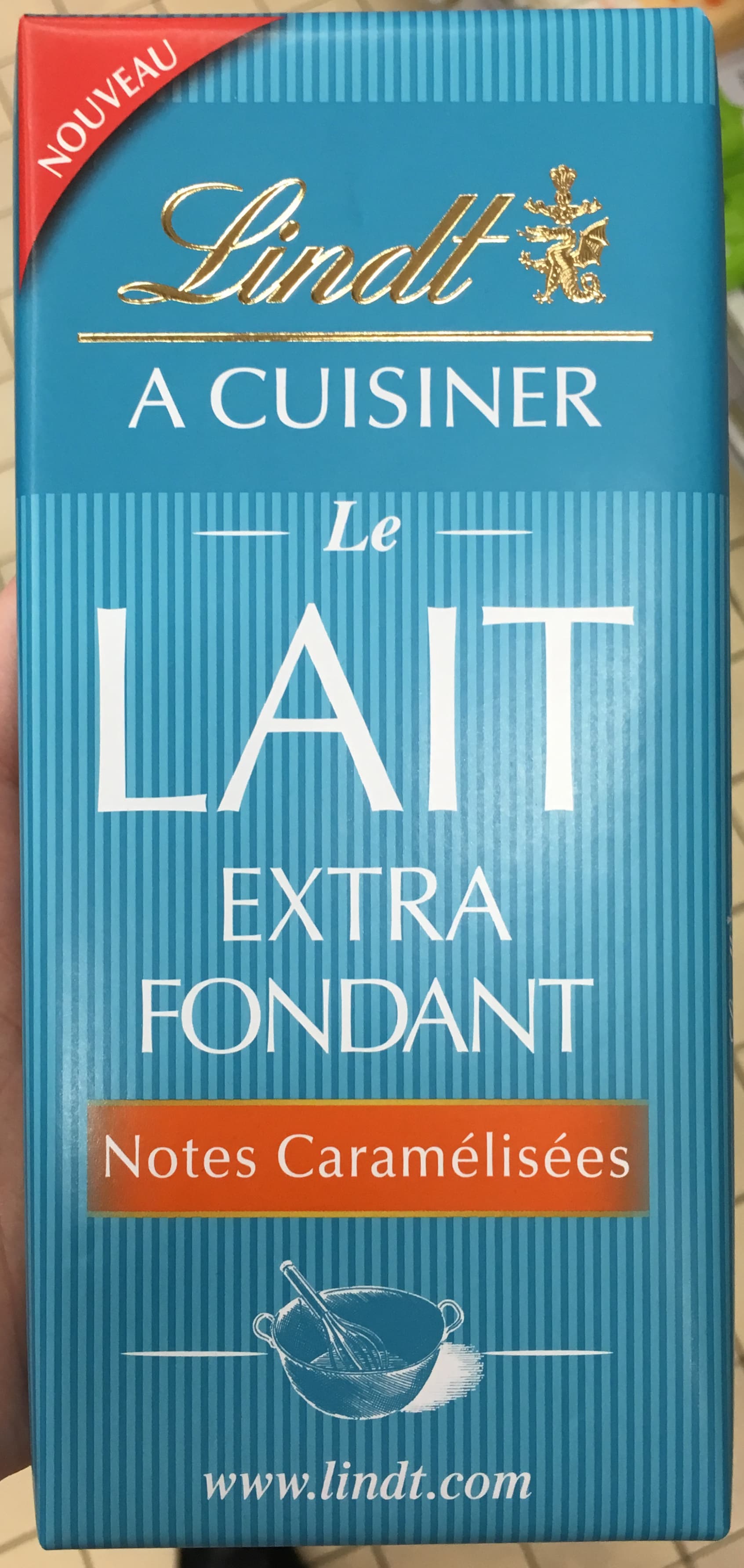 Lindt A cuisiner Le Lait Extra fondant Notes Caramélisées packshot