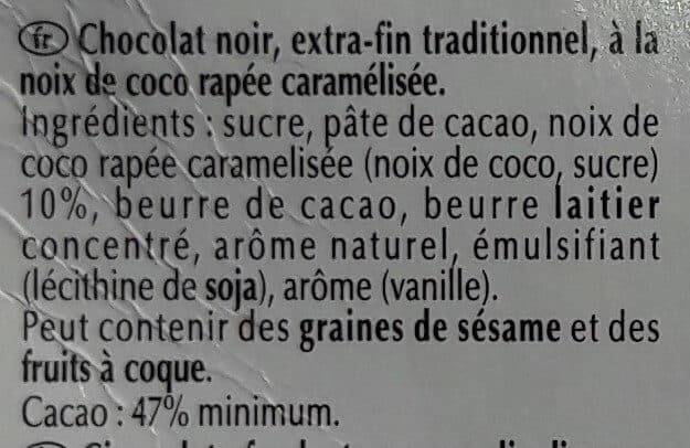 Lindt Excellence noix de coco intense noir packshot