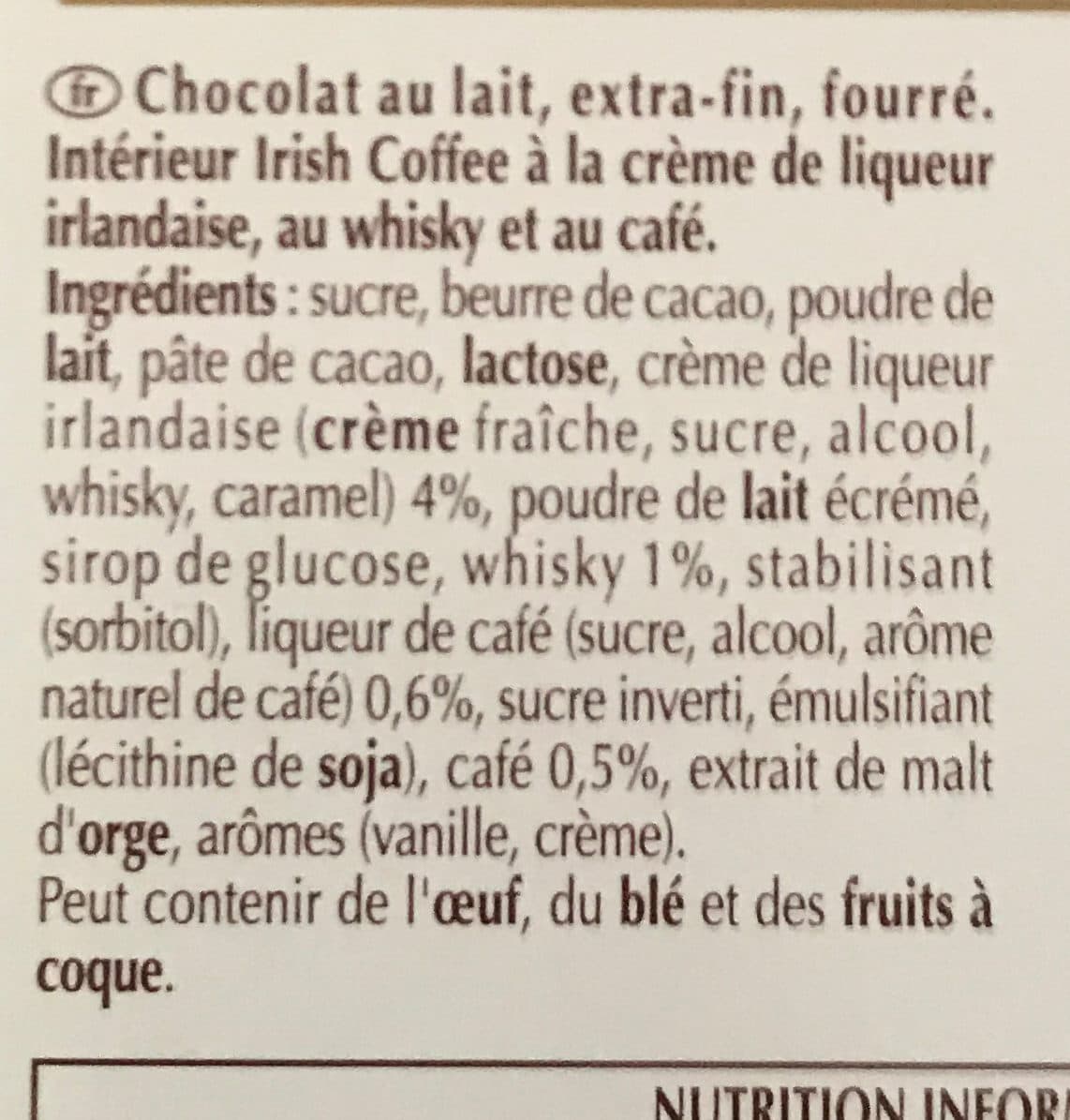 Lindt Lindt Creation Irish Coffee packshot