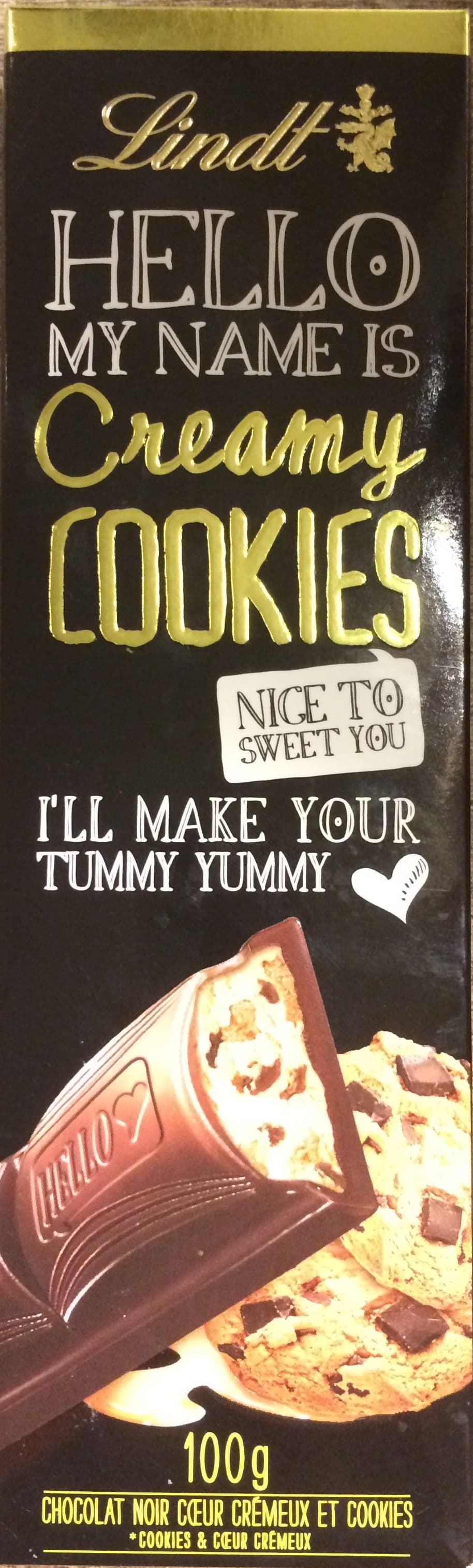 Lindt Hello my name is creamy cookies packshot