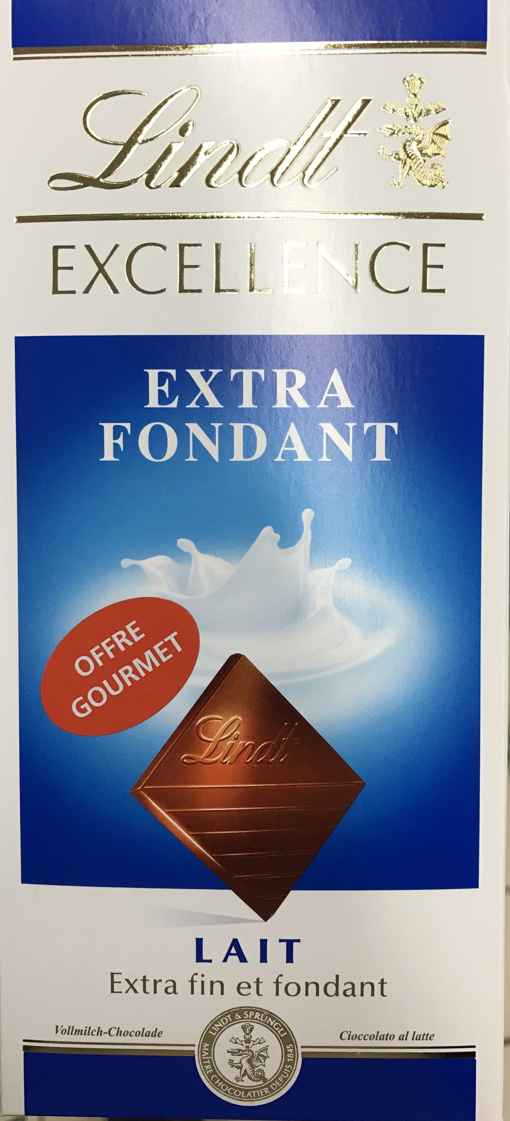 Lindt Chocolat au lait extra fin et fondant packshot