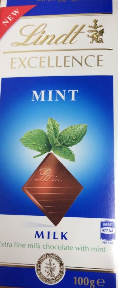 Lindt Tablette de Chocolat au lait a la menthe packshot