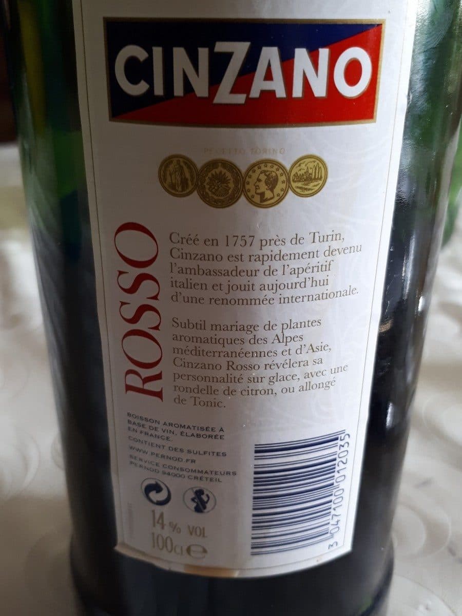 Open Food Facts "1L Aperitif Rosso Cinzano 14 &deg;" packshot