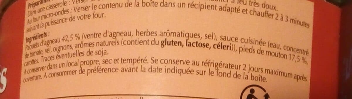 Open Food Facts Pieds Paquets Artus Bte 400G packshot