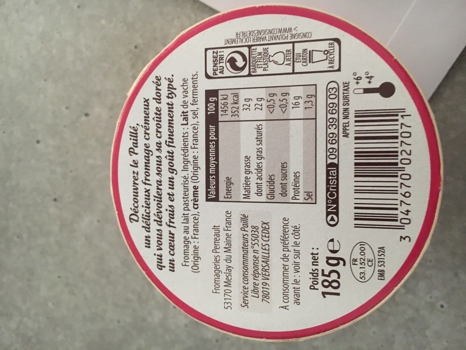 Fromageries Perreault Le Paillé packshot