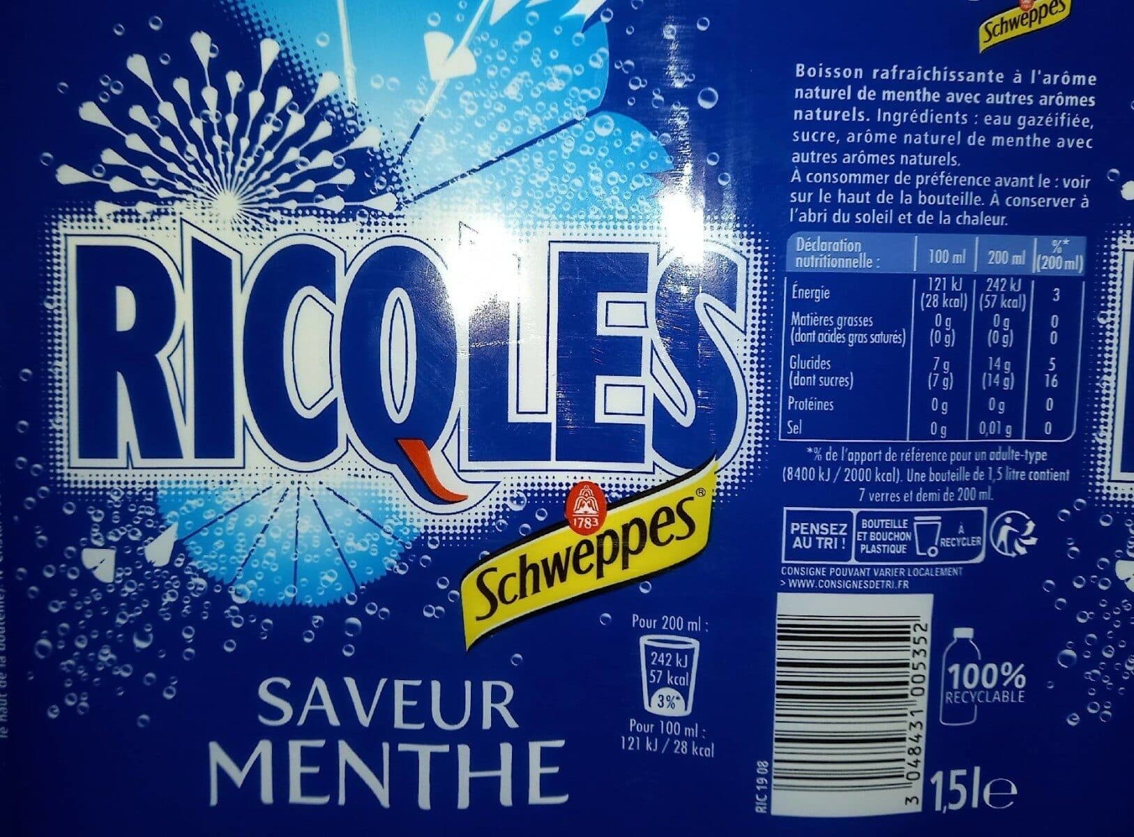 Schweppes Ricqles saveur menthe packshot
