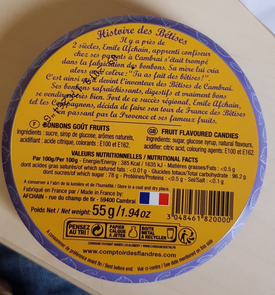 Afchain Bêtise de cambrai packshot