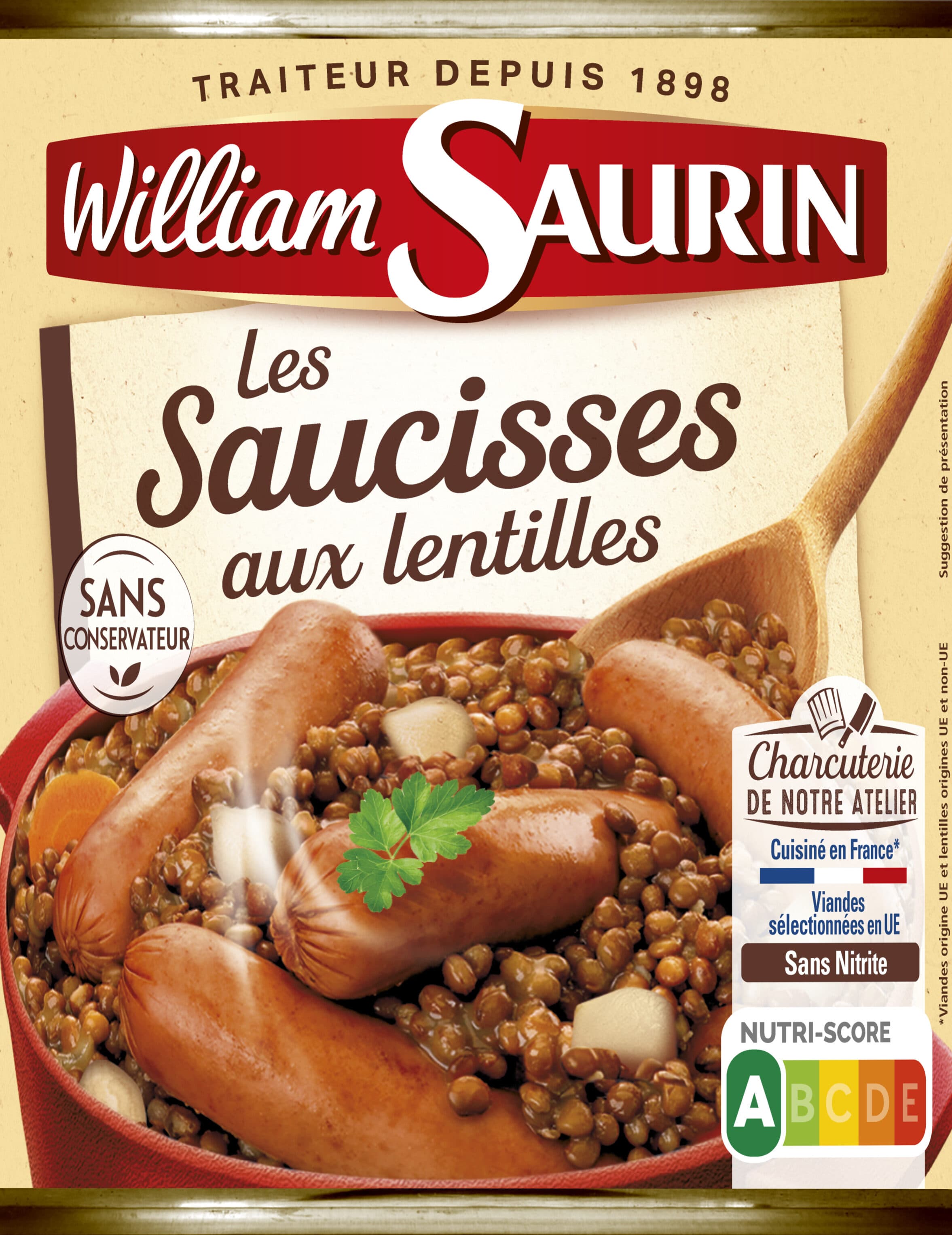 William SAURIN Les SAUCISSES aux lentilles packshot