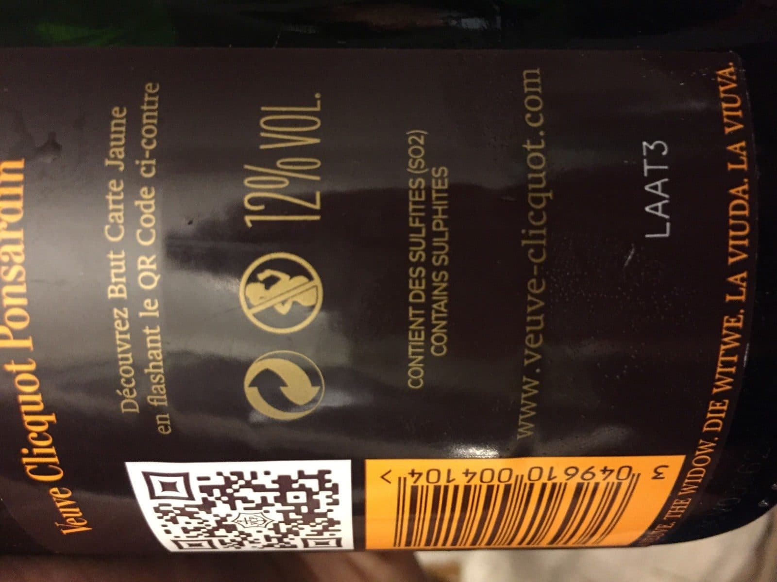 Champagner weiss Veuve Clicquot Champagne Ponsardin Brut packshot