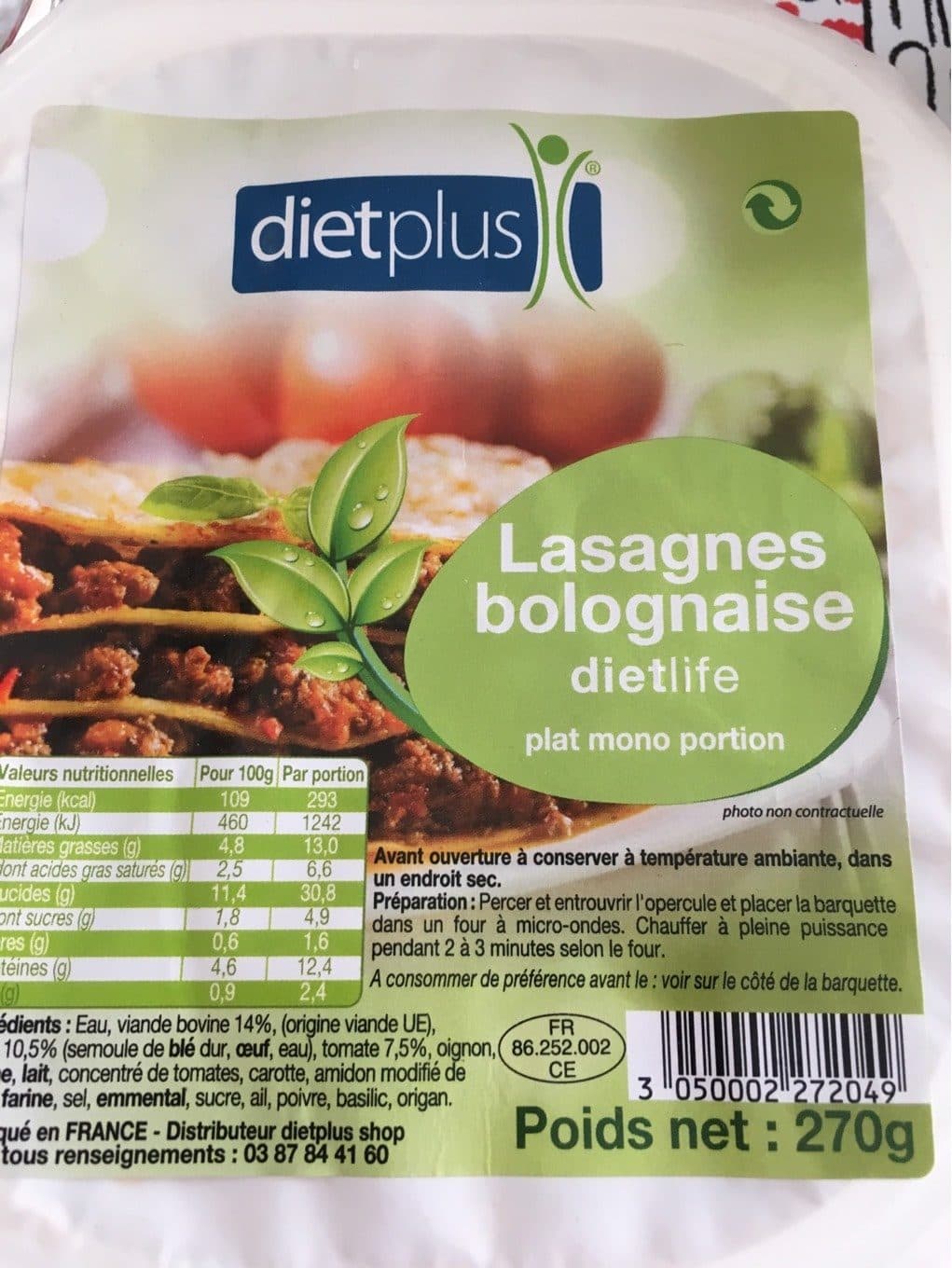 Dietplus Lasagnes bolognaise packshot