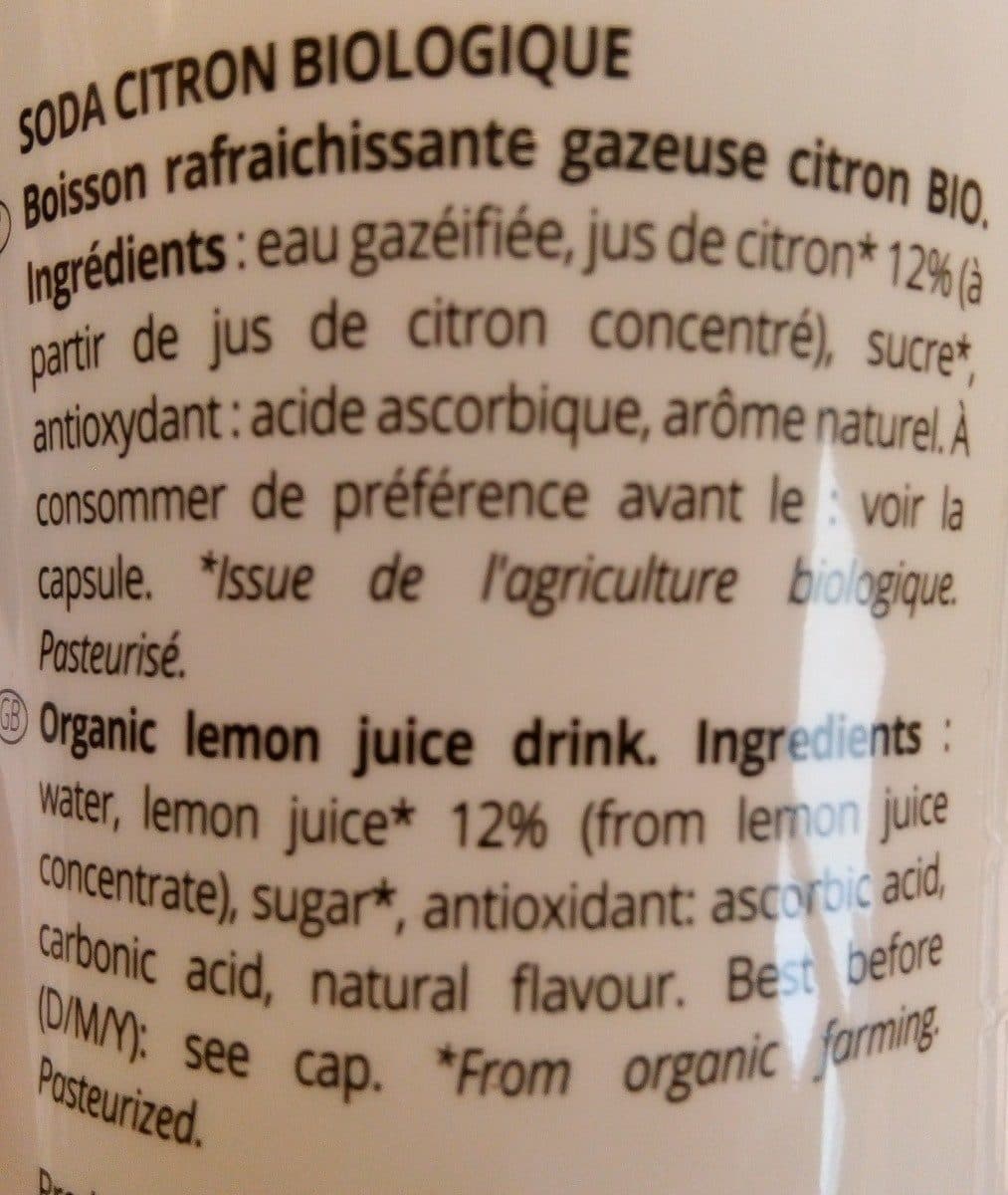 Open Food Facts Soda sprizz bio citron packshot