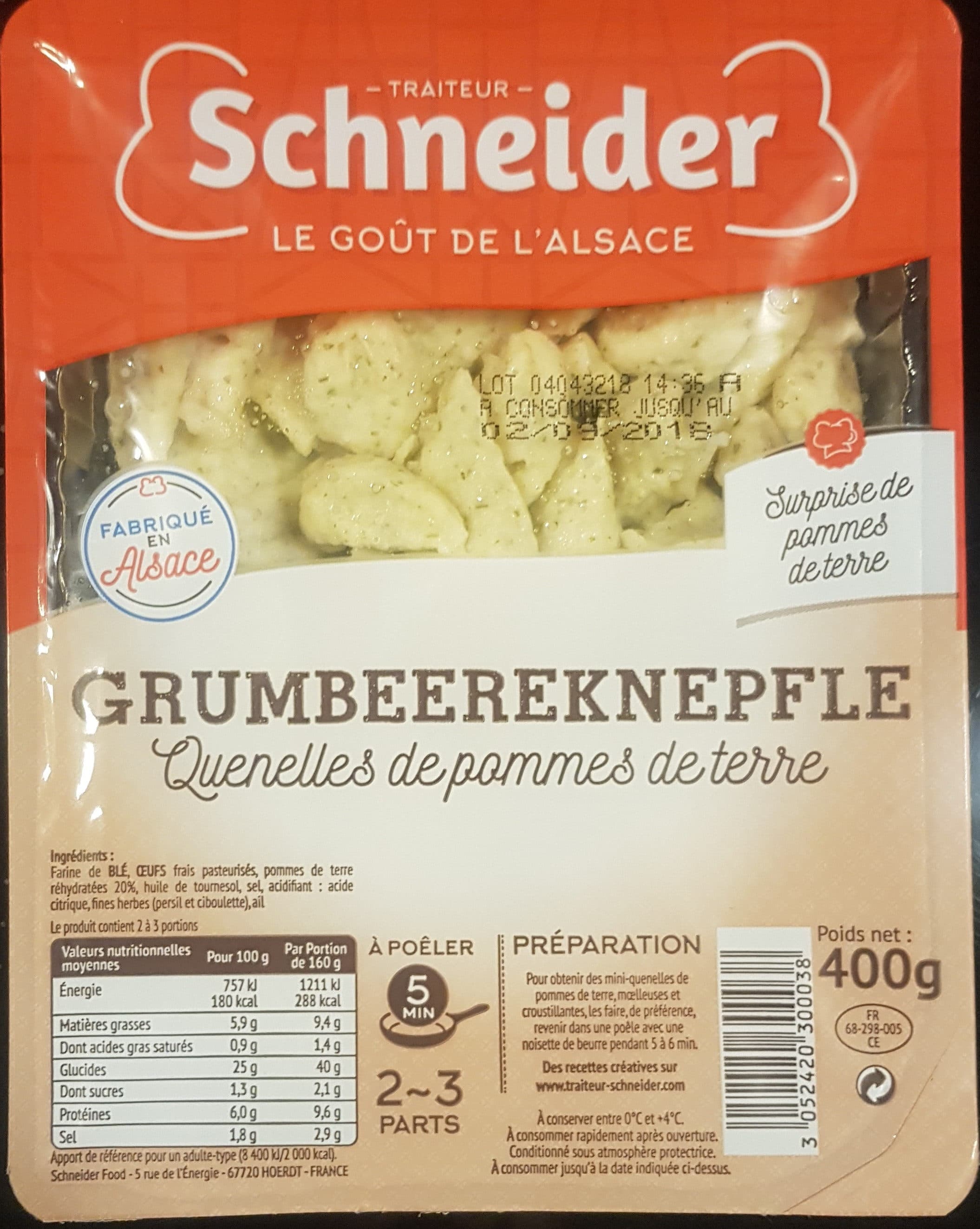 Schneider Grumbeereknepfle, Quenelles de pommed de terre packshot