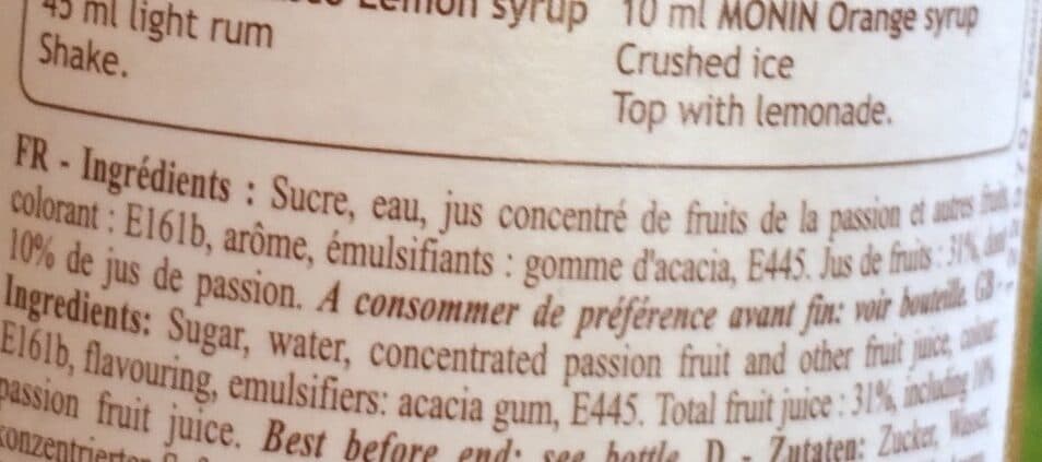 Monin Le sirop de Fruits de la passion packshot