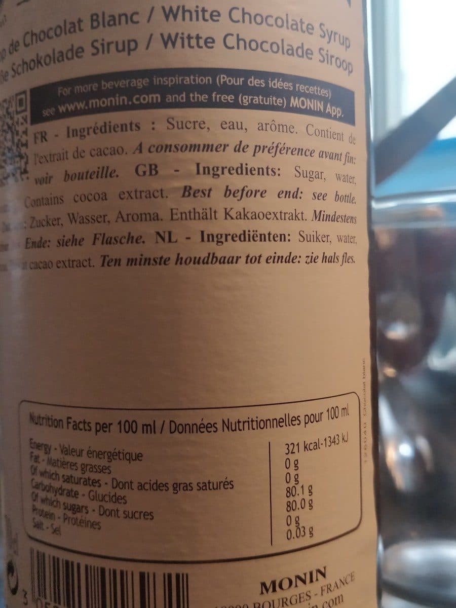 Monin Sirop de Monin chocolat blanc packshot