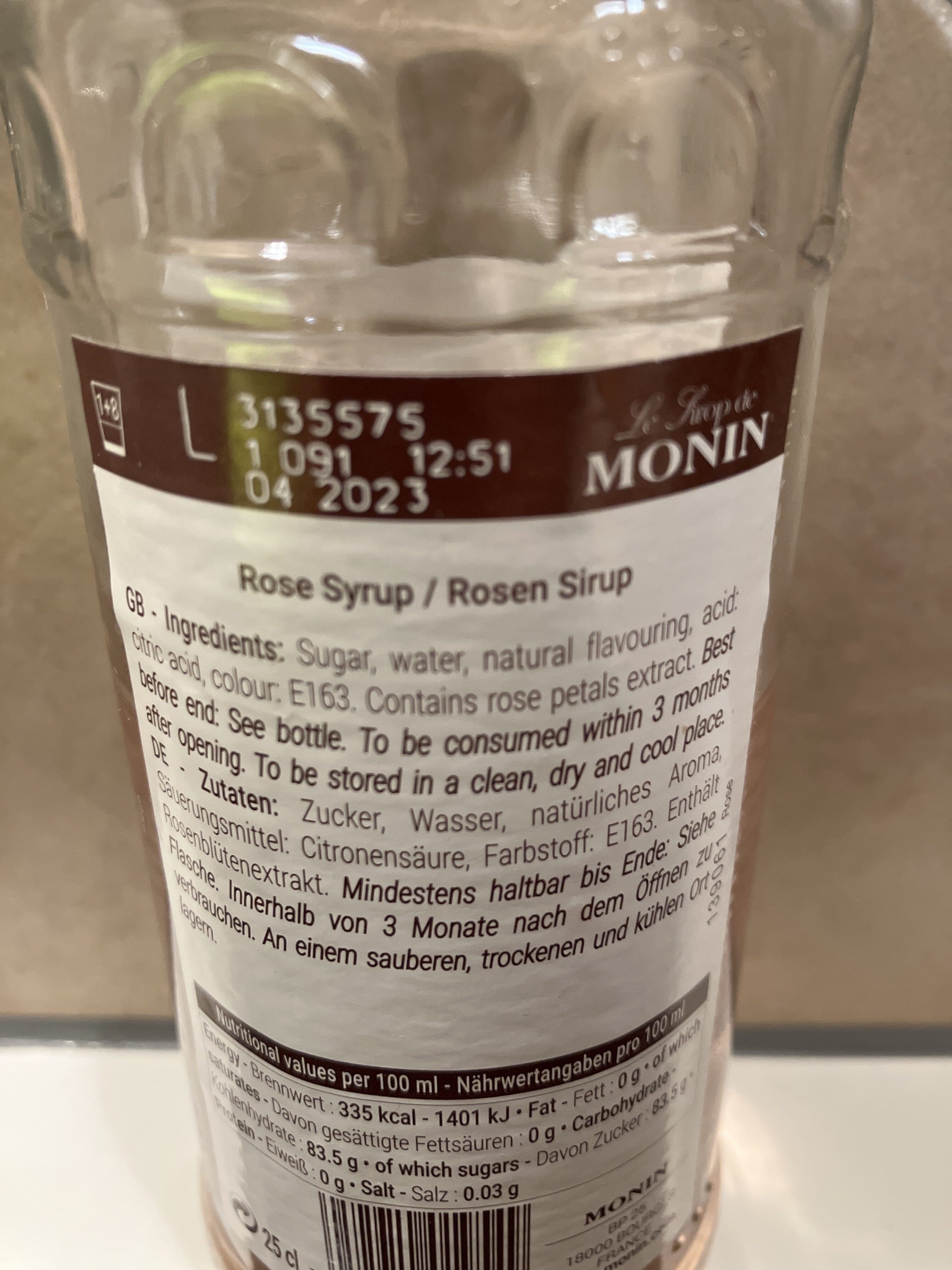 Monin Sirop De Rose packshot
