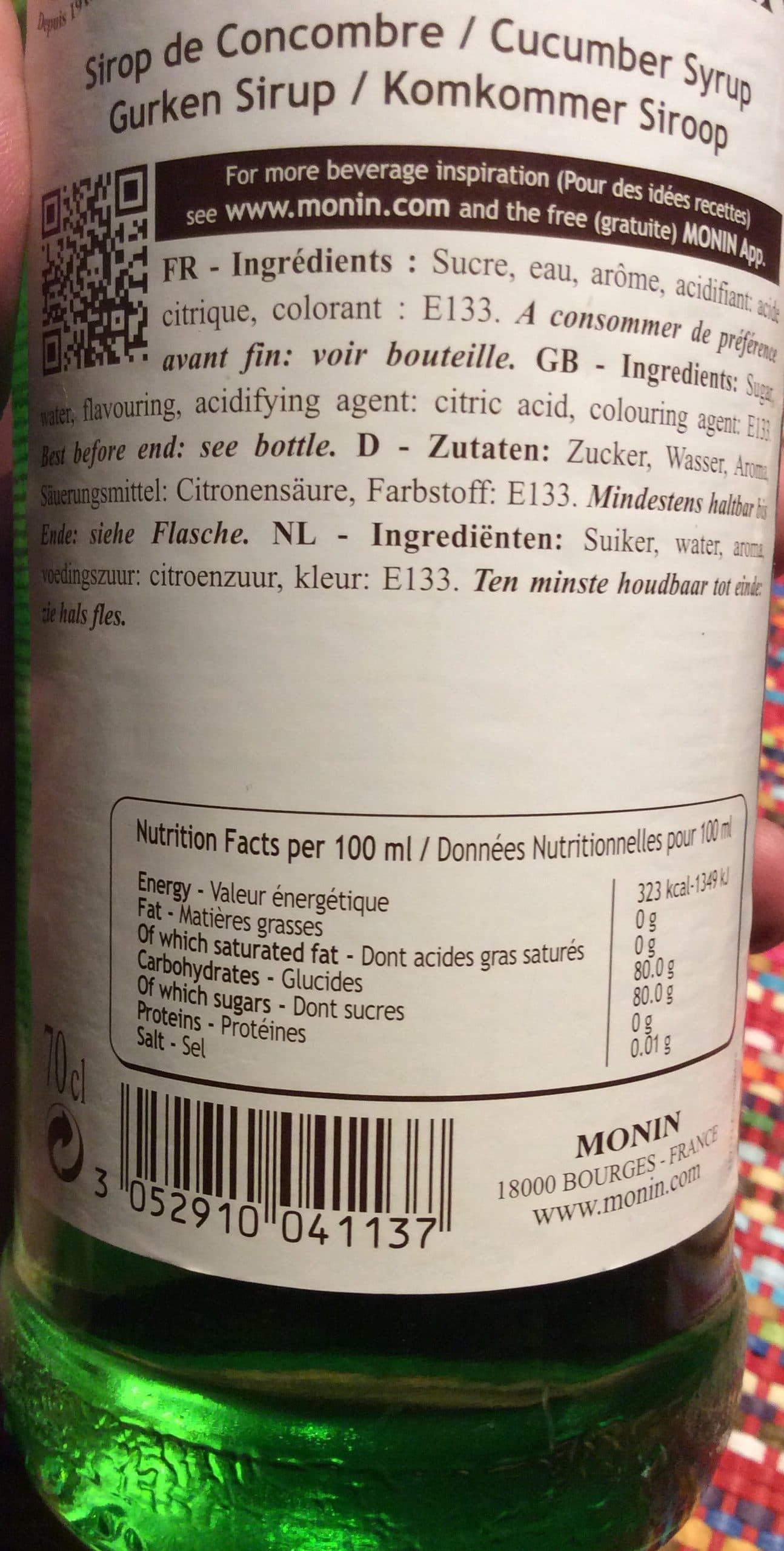 Monin Sirop Concombre packshot