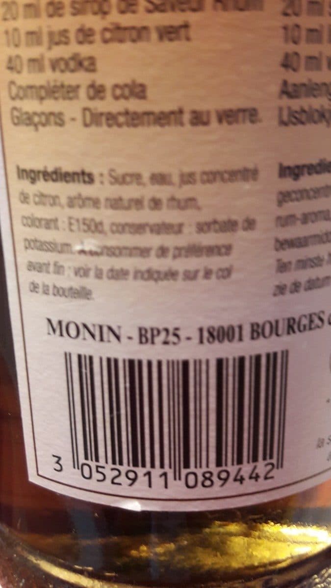 Monin Saveurs Monin sirop rhum packshot
