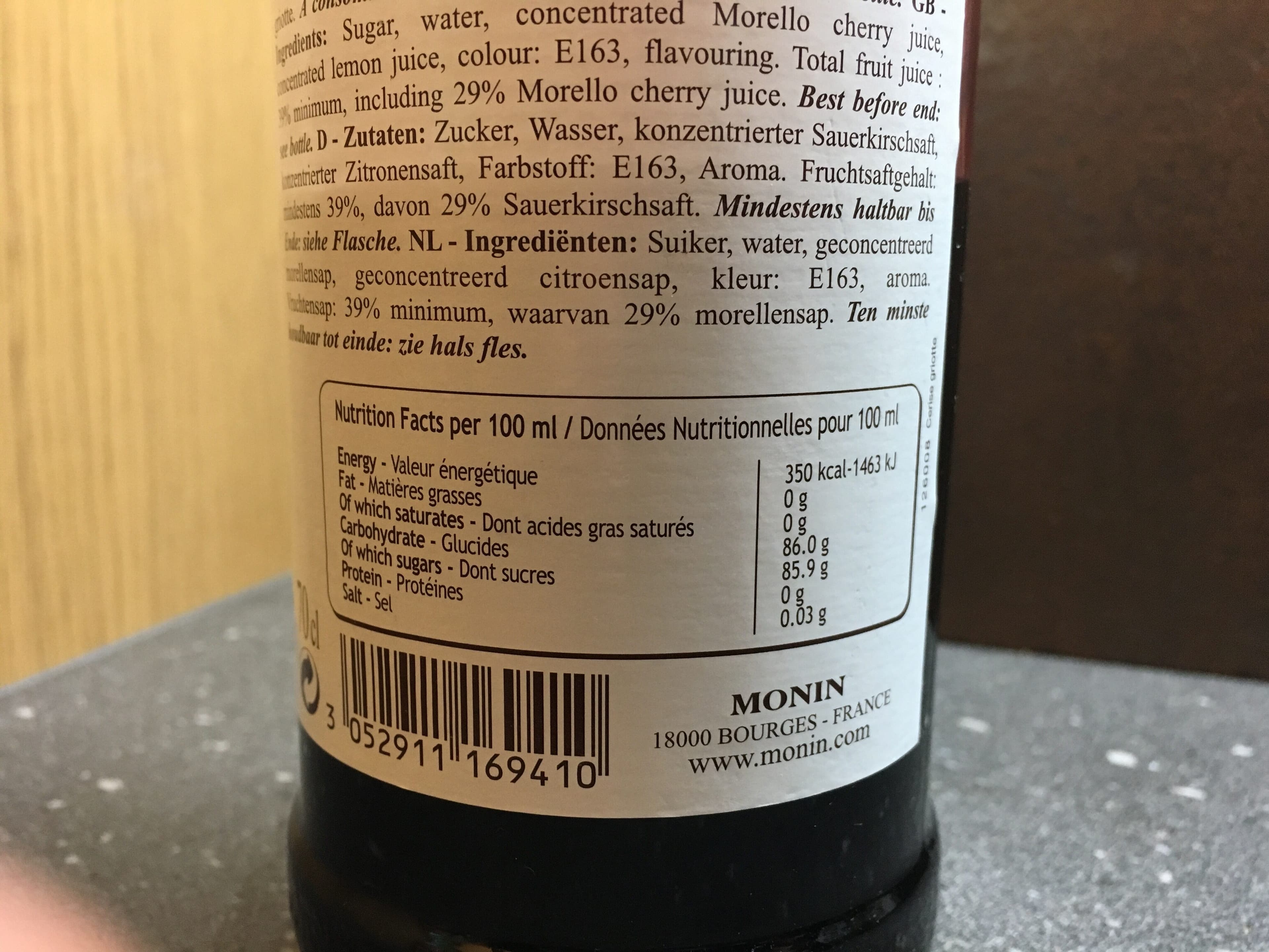 Monin Monin Cerises Griottes 70CL packshot