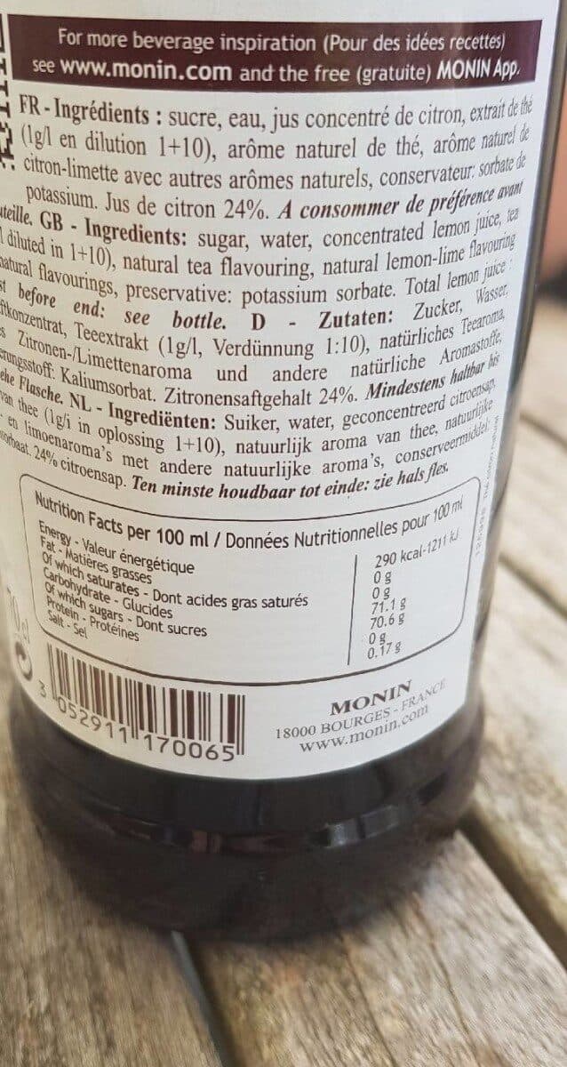 Lemon Tea Monin - Lemon Tea Thé Citron - Sirop packshot