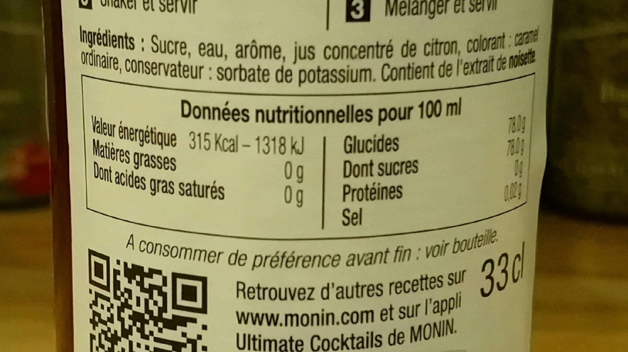 Sirop Monin Sirop monin noisette grillée packshot