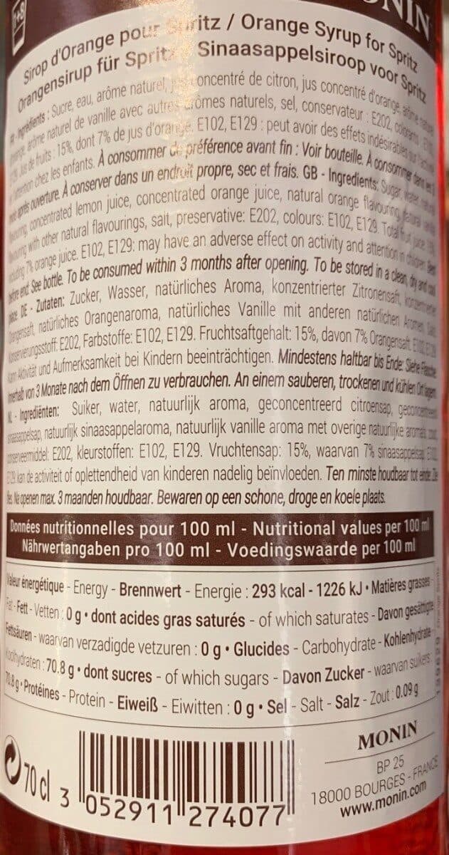 Monin Monin Sirup Orange Spritz 1X0,70 Liter packshot