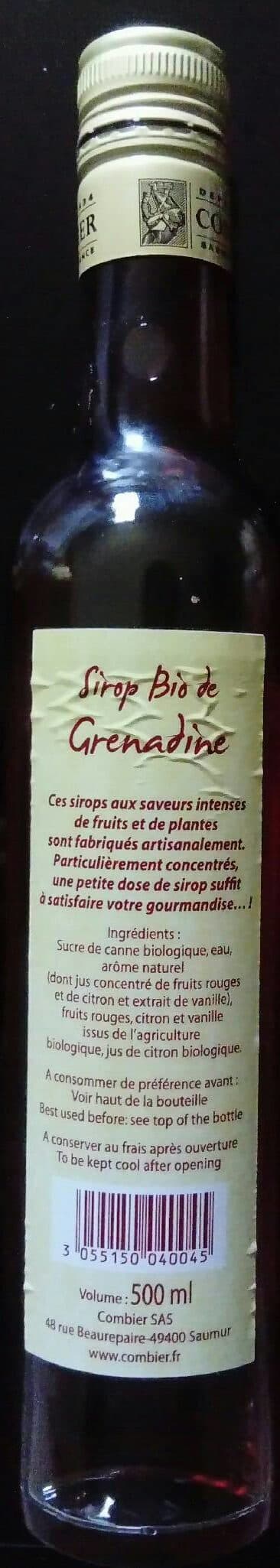 Combier Sirop bio grenadine packshot