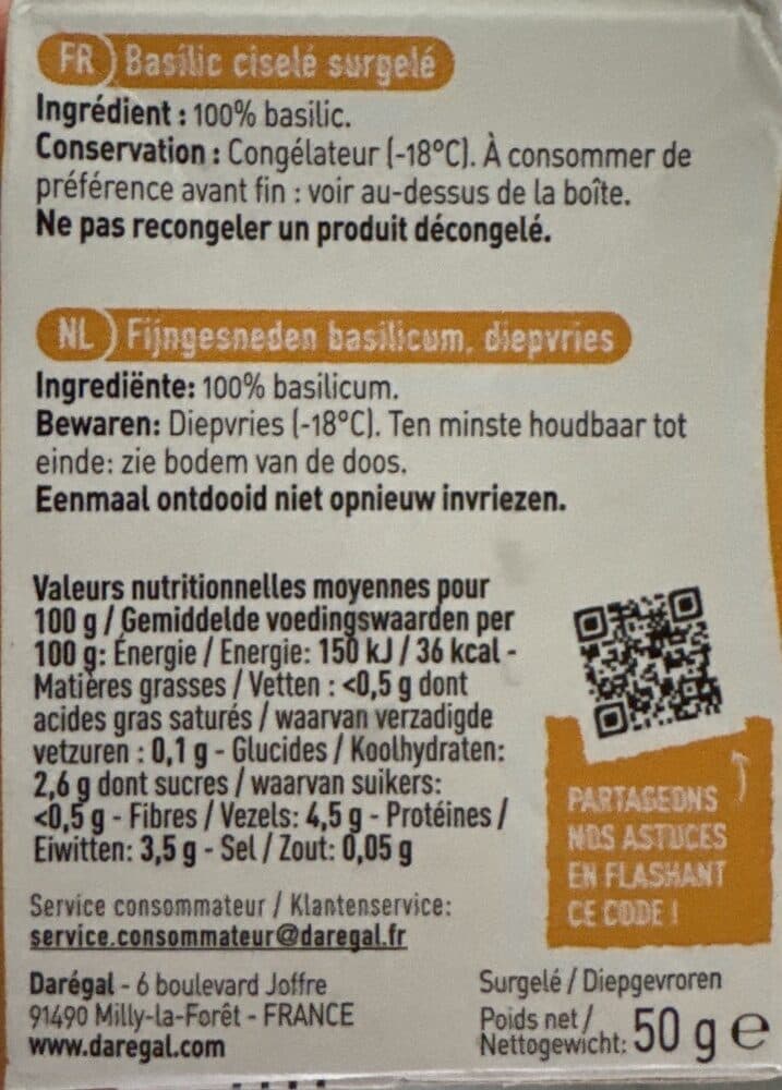 Daregal Basilic ciselé surgelé packshot