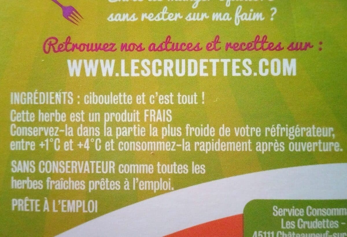 Les crudettes Ciboulette Crudette barquette de packshot