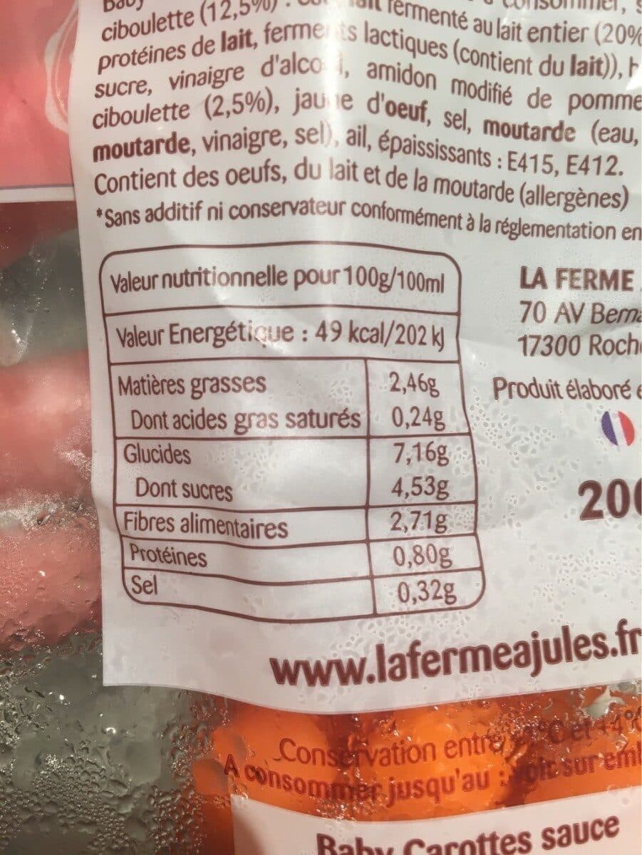 La Ferme à Jules Baby Carottes à croquer sauce ciboulette packshot