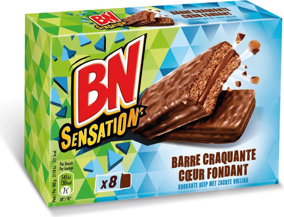 BN SENSATION Barres-biscuits au chocolat au lait packshot