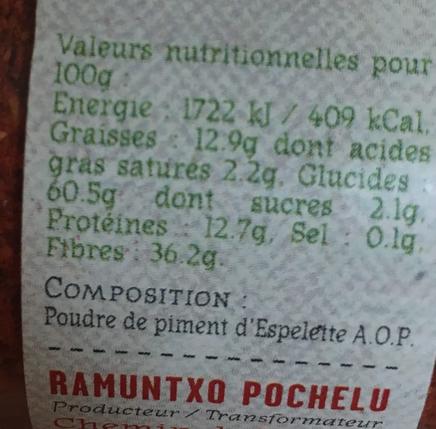 AOP Poudre de piment d’espelette packshot