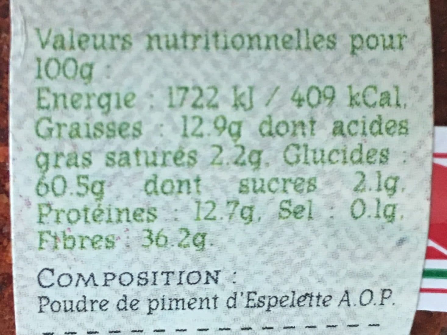 AOP Poudre de piment d’espelette packshot