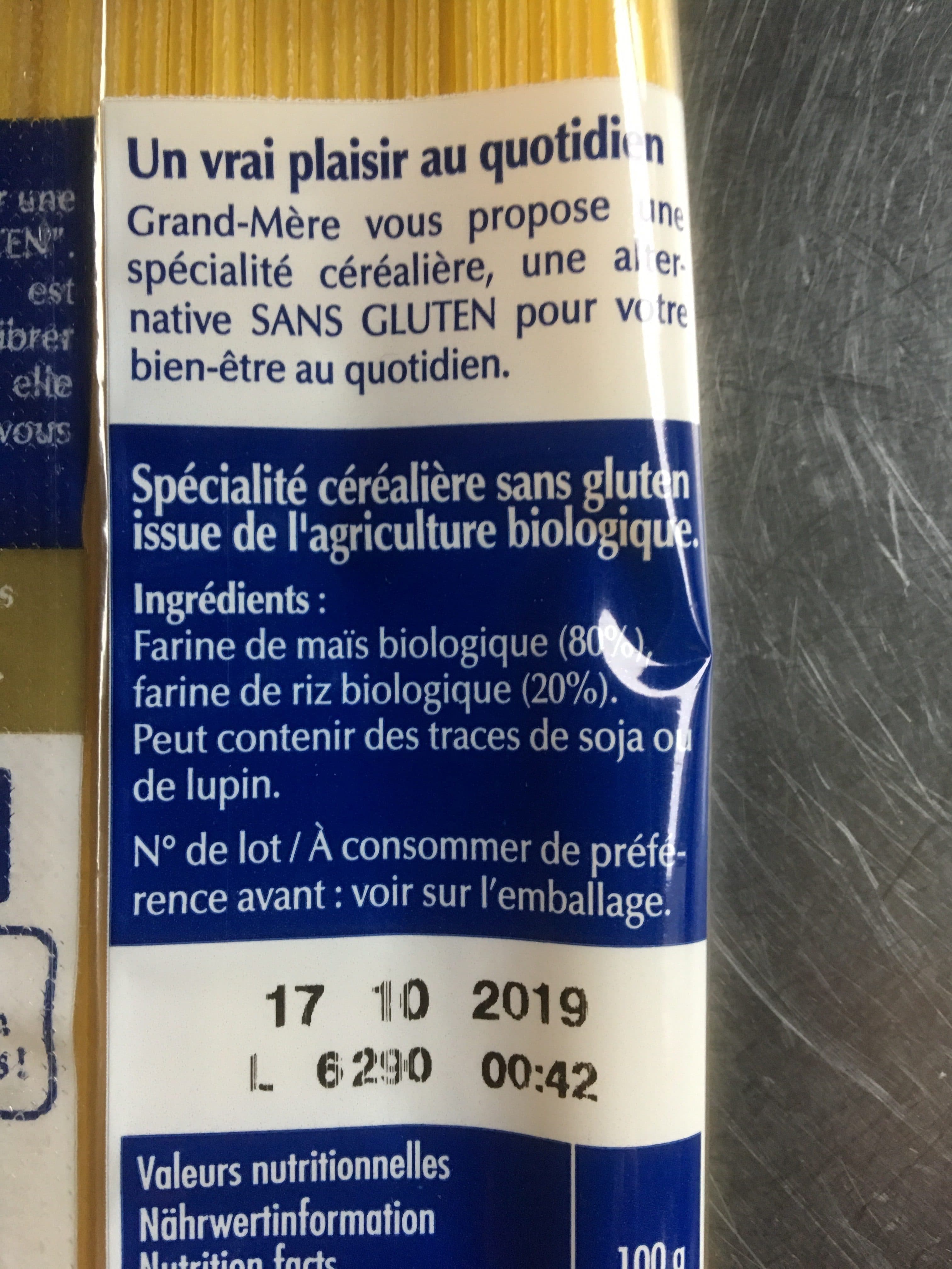 Grand Mere Spaghetti Bio sans gluten packshot
