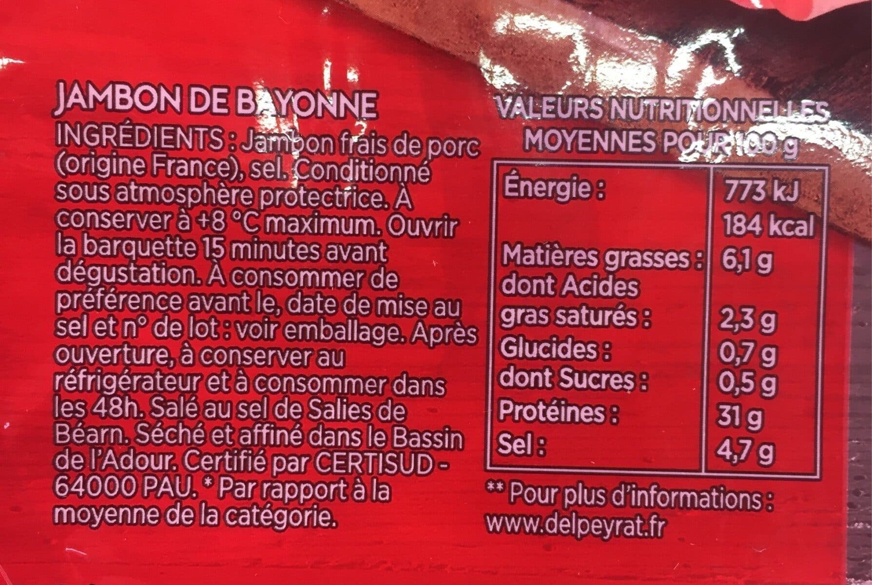 Delpeyrat Coeur de jambon de Bayonne packshot