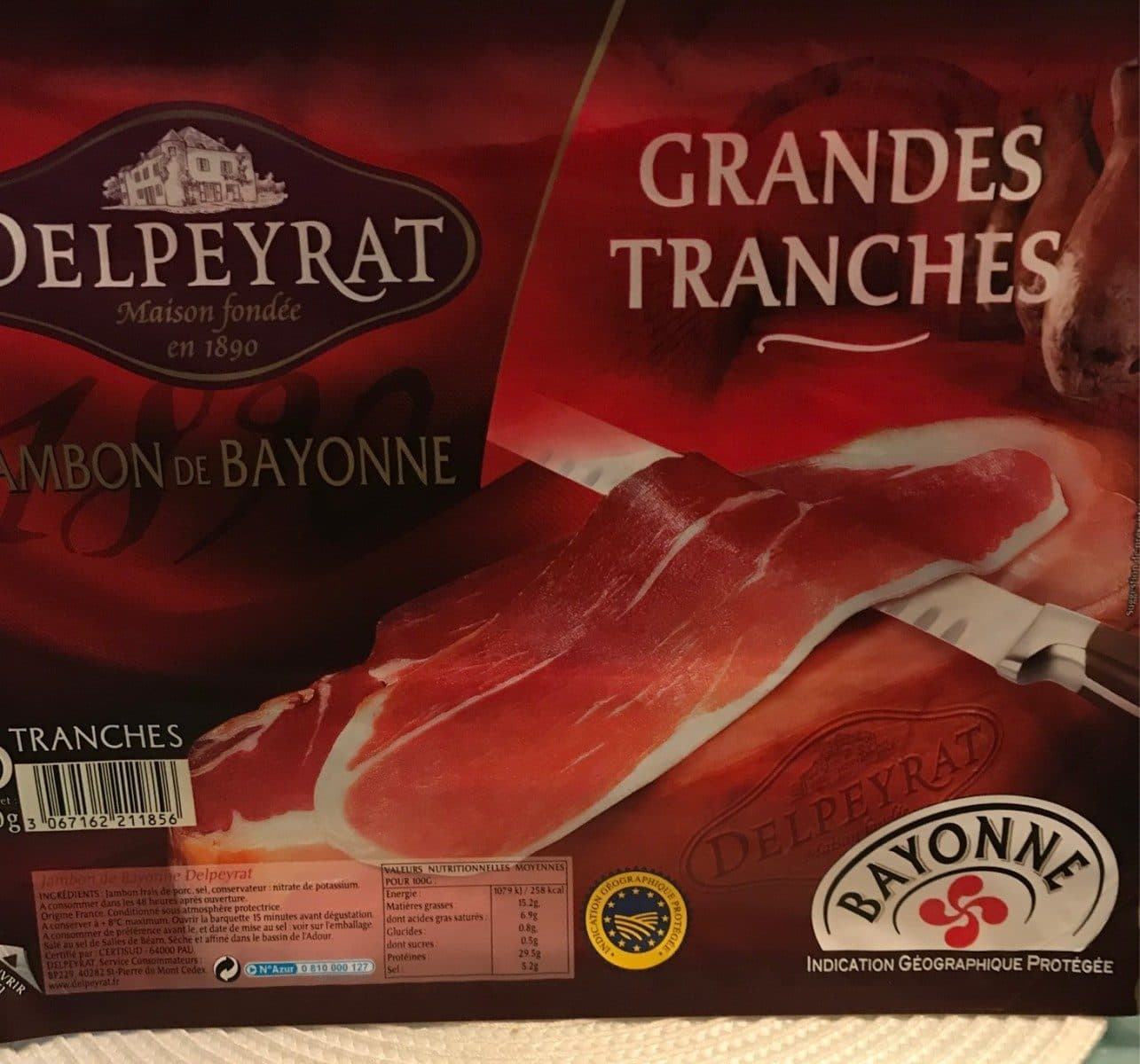 Delpeyrat Jambon cru grandes tranches packshot