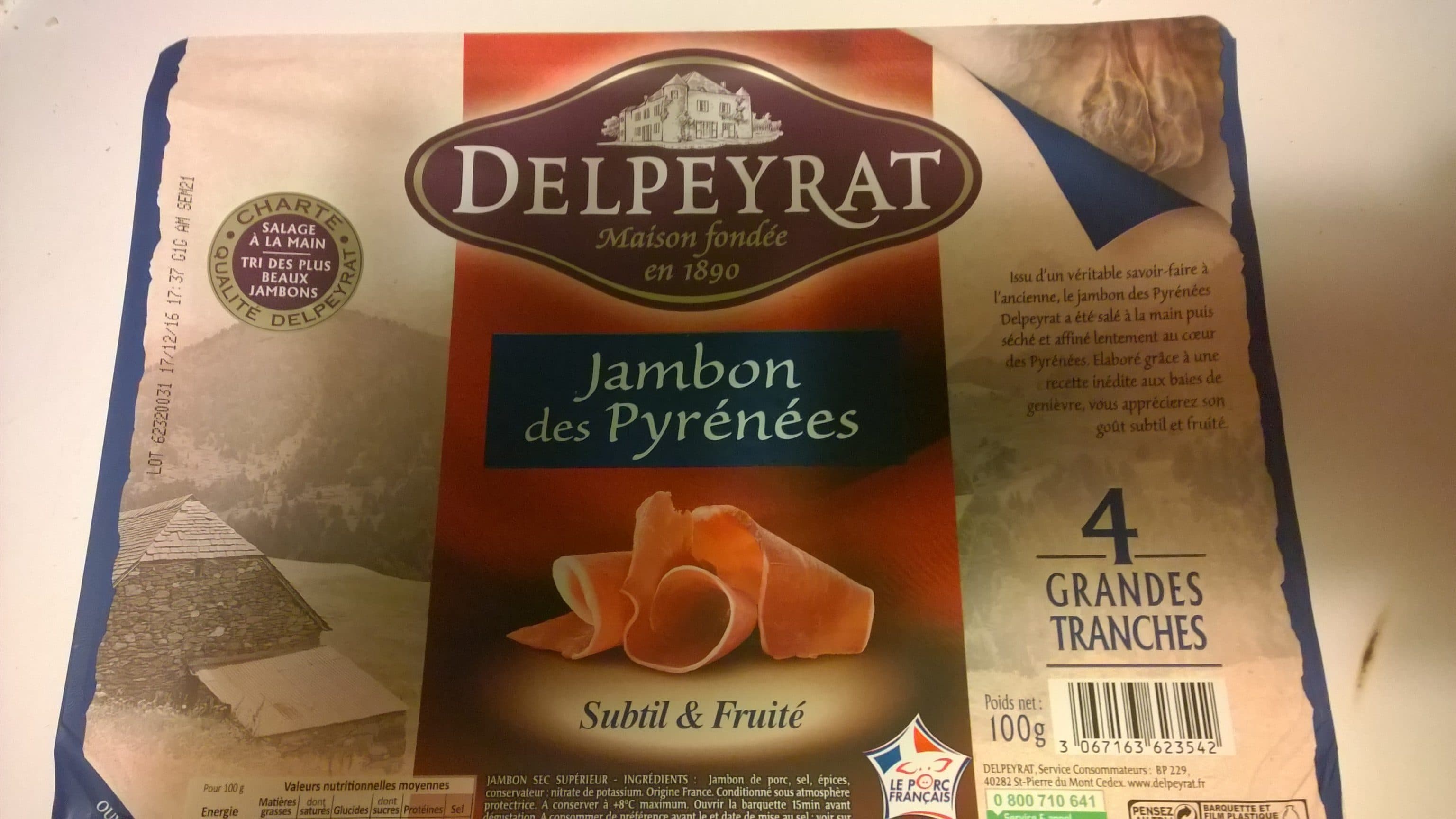 Delpeyrat Jambon sec des Pyrénées Delpeyrat packshot